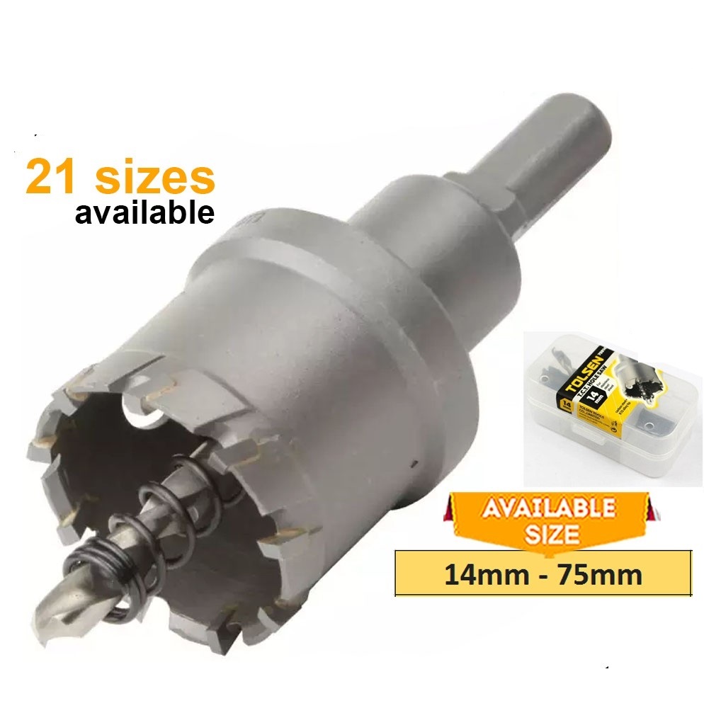TOLSEN TCT Hole Saw (14mm to 75mm) Special Carbide tip 3 - Ply Cutters For Metal_img_0