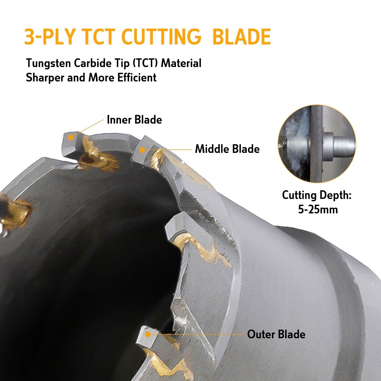 TOLSEN TCT Hole Saw (14mm to 75mm) Special Carbide tip 3 - Ply Cutters For Metal_img_1