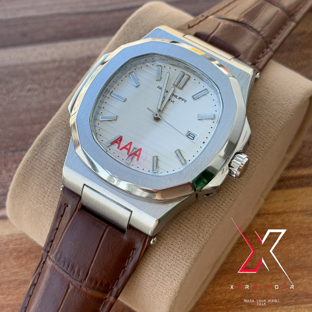 Patek philippe | AA grade | Brown Leather betl | White Dial_img_0