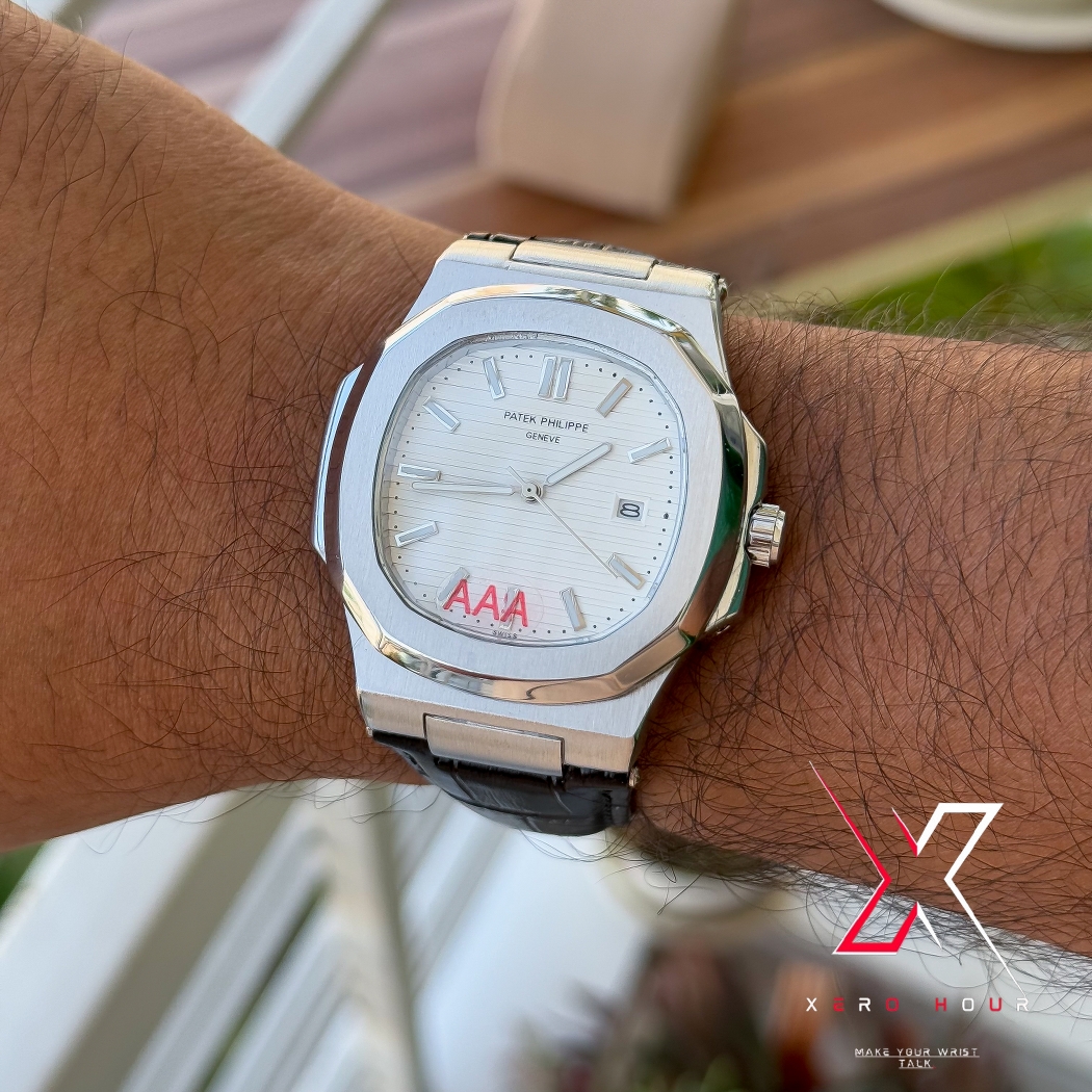 Patek Philippe | Nautilus | Single Tone Leather Belt | White Dial_img_7