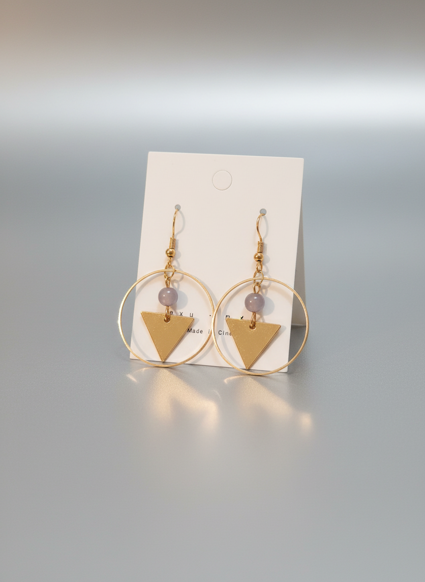 Elegant Pearl & Triangle Drop Earring – Stylish Minimal Design for Women