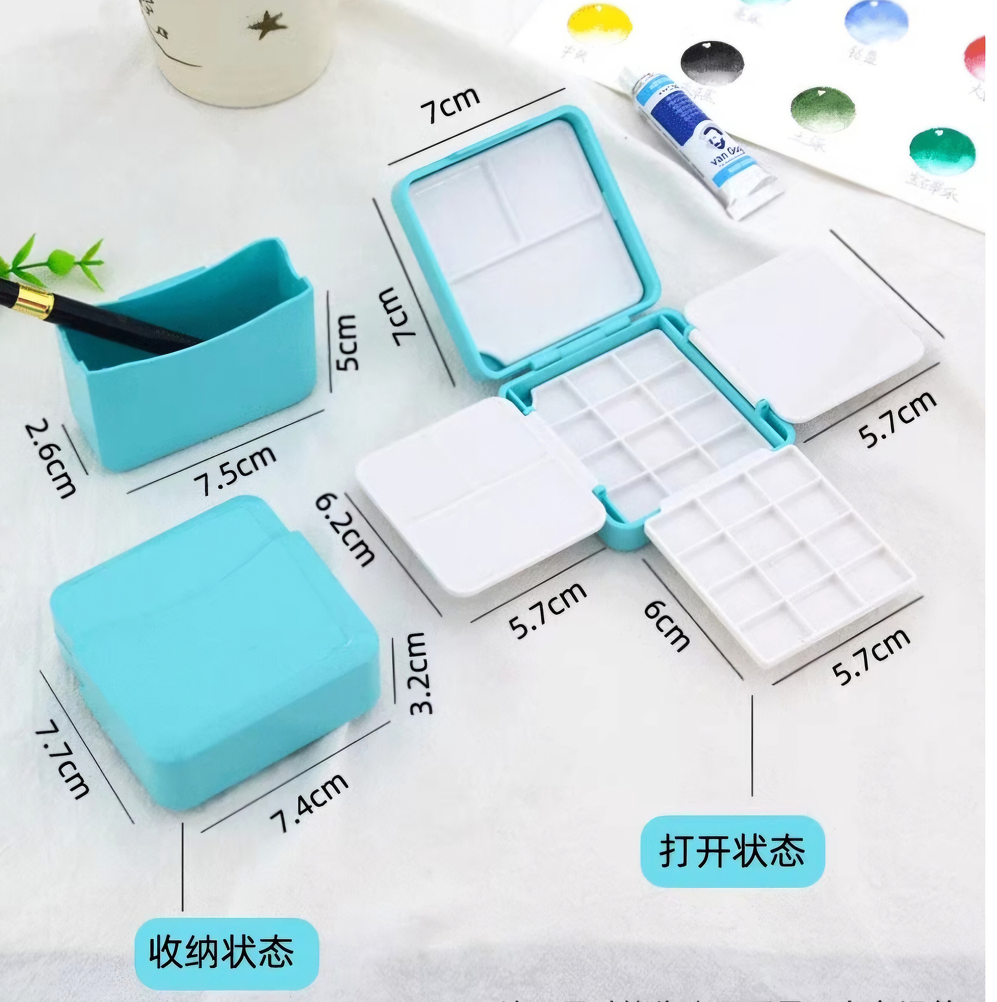 Mini Watercolor Paint Box 24 Color Portable Packing Box Travel Solid suit Color Disc Sketching Color Box_img_3