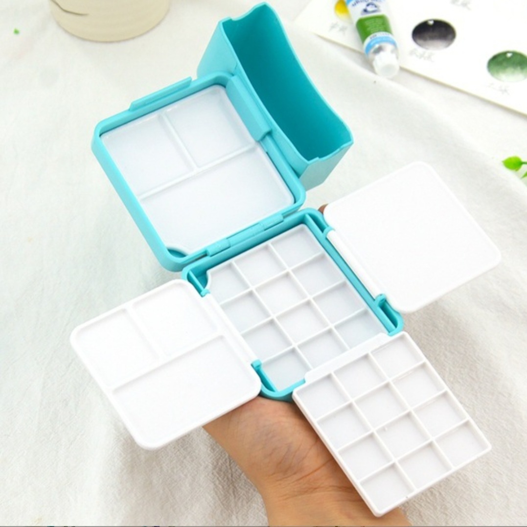 Mini Watercolor Paint Box 24 Color Portable Packing Box Travel Solid suit Color Disc Sketching Color Box_img_4