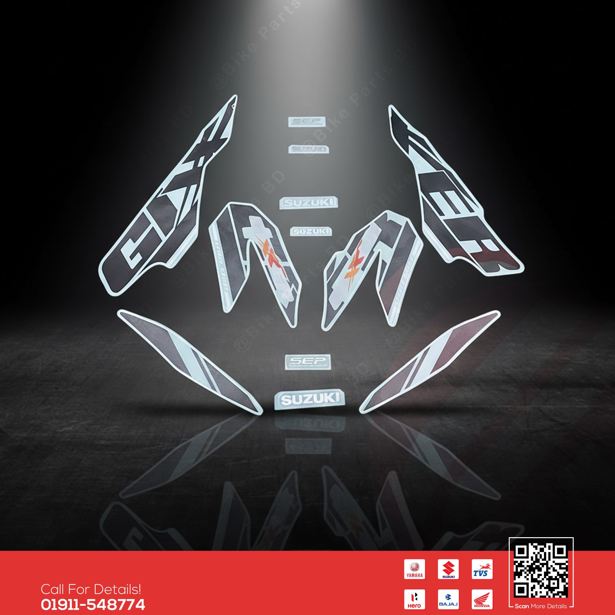 Full Set Sticker for Suzuki Gixxer Monotone (Old Model, Red Color) bike._img_0