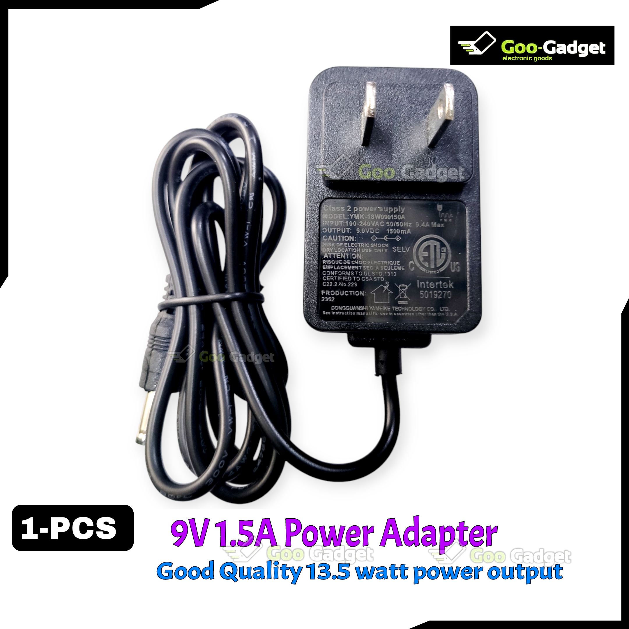 9V 1.5A Power Adapter – Universal AC to DC Power Supply for Electronics