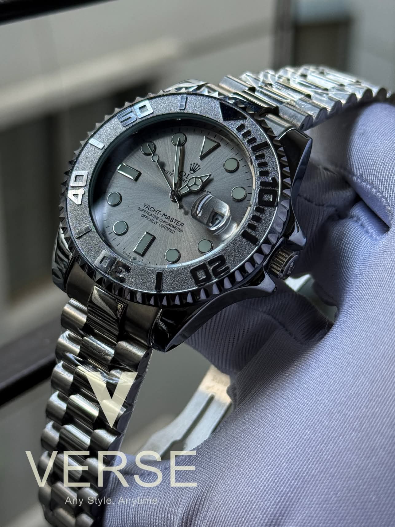 Rolex yatch master chain sweep silver grey