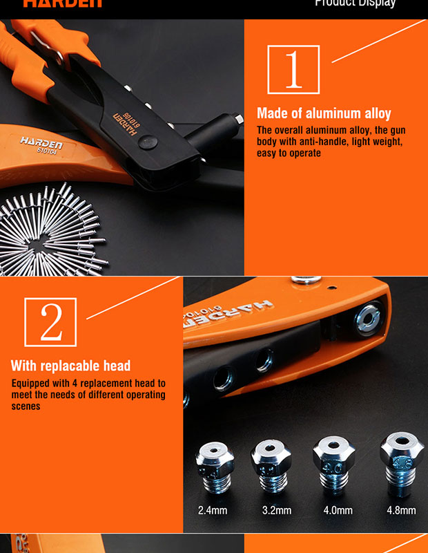 HARDEN 10.5" Hand Riveter Heavy Duty Manual Pruning Tool Alloy Steel Hand Riveter 610104_img_8