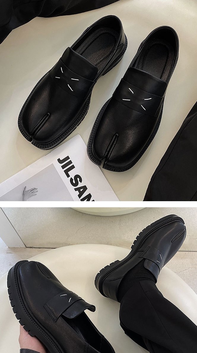 Loafer shoes for men leather thick soled low cut toe shoes_img_4