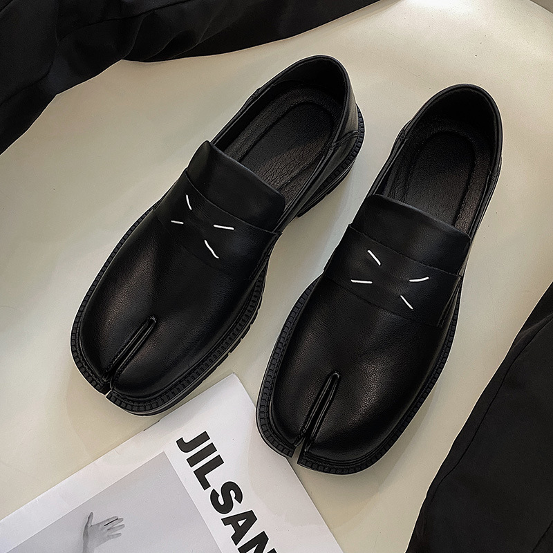 Loafer shoes for men leather thick soled low cut toe shoes_img_5