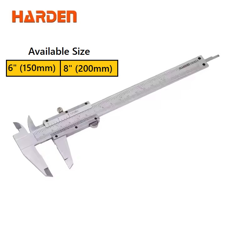 HARDEN Analouge Venier Caliper ( 6"| 8" ), Steel body, Clear scale, Satin finish; 580804 | 580805
