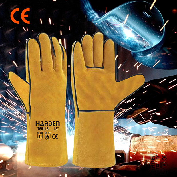 HARDEN Welding Gloves, 13", top quality, Heat Resistance Long Cow Split Leather Glove Welding Gloves for Welder 766113