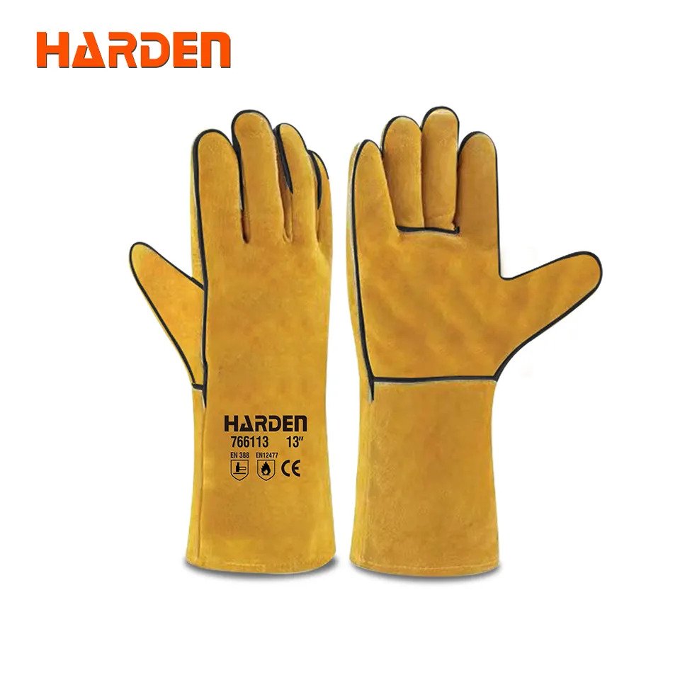 HARDEN Welding Gloves, 13", top quality, Heat Resistance Long Cow Split Leather Glove Welding Gloves for Welder 766113_img_4