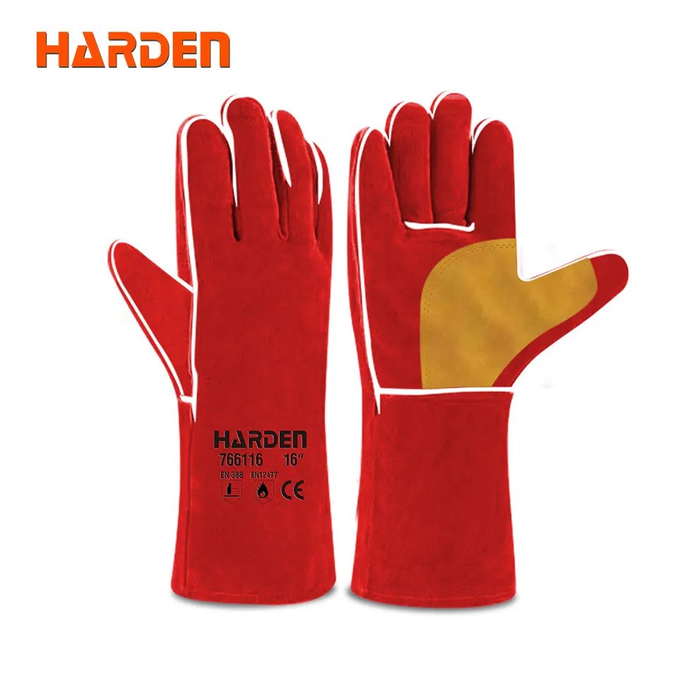 HARDEN Welding Gloves, 16", top quality long welding gloves leather welding glove; 766116