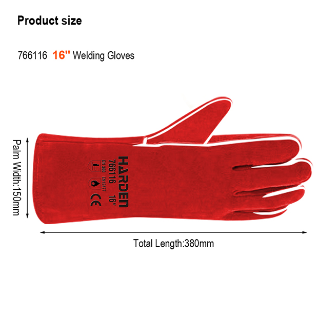 HARDEN Welding Gloves, 16", top quality long welding gloves leather welding glove; 766116_img_5