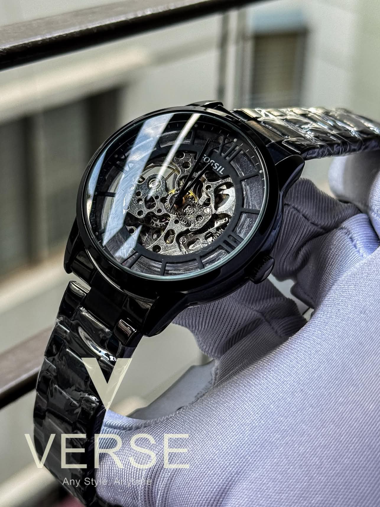 Fossil auto skeleton chain full black