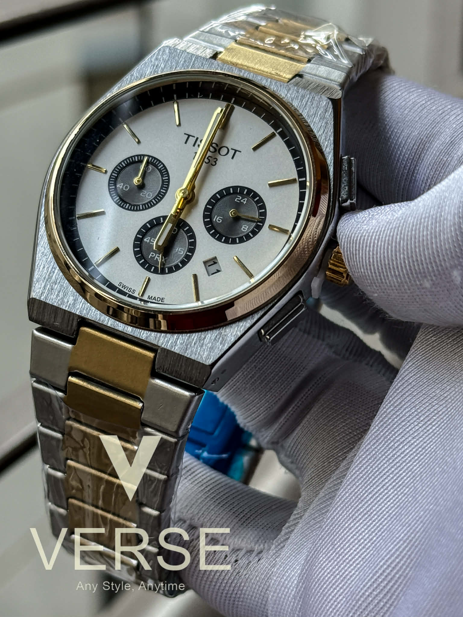 Tissot PRX CHRONOGRAPH Two-Tone Chain Panda Dial