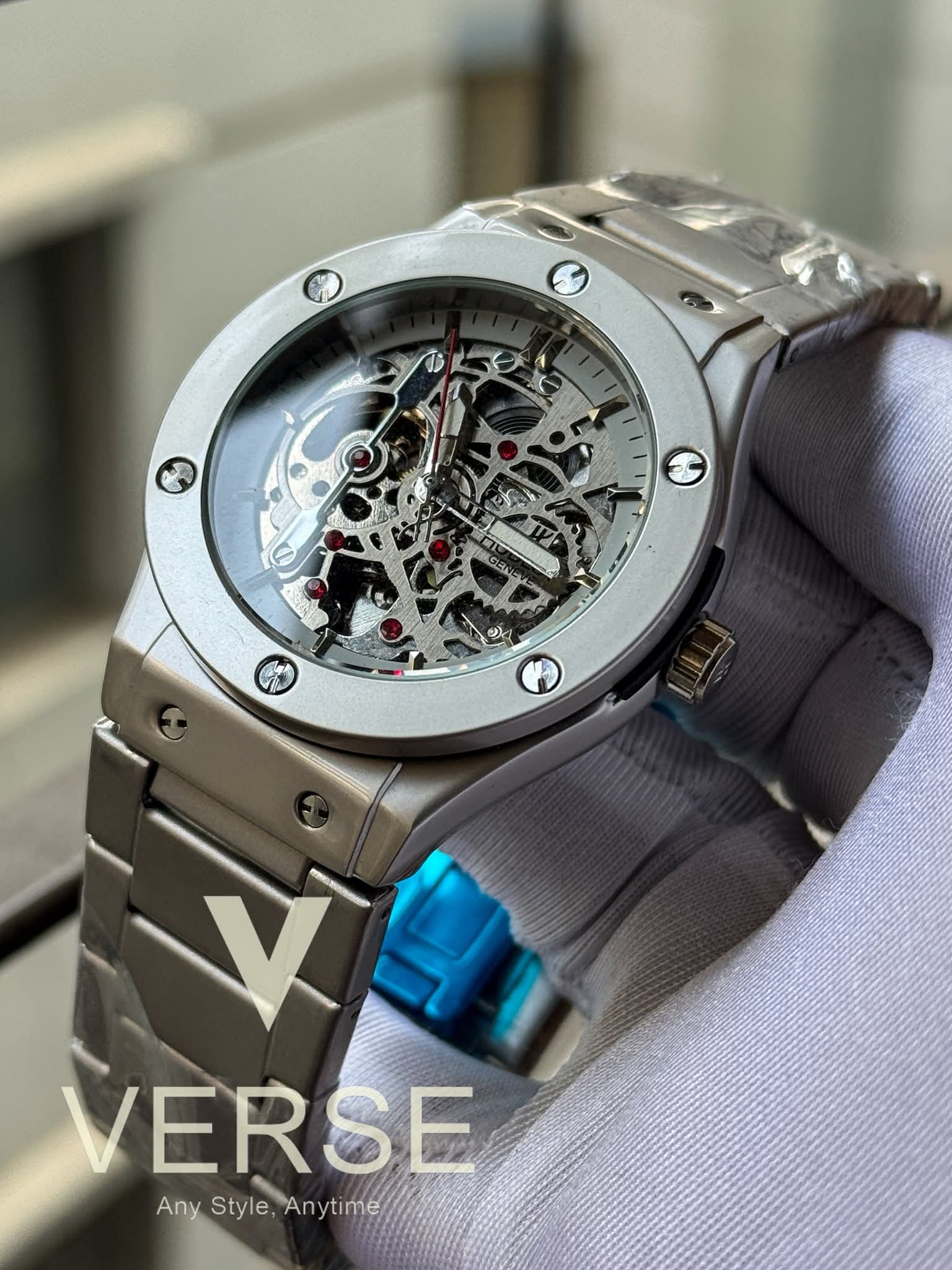 Hublot Automatic Silver Chain Openworked Grey Dial