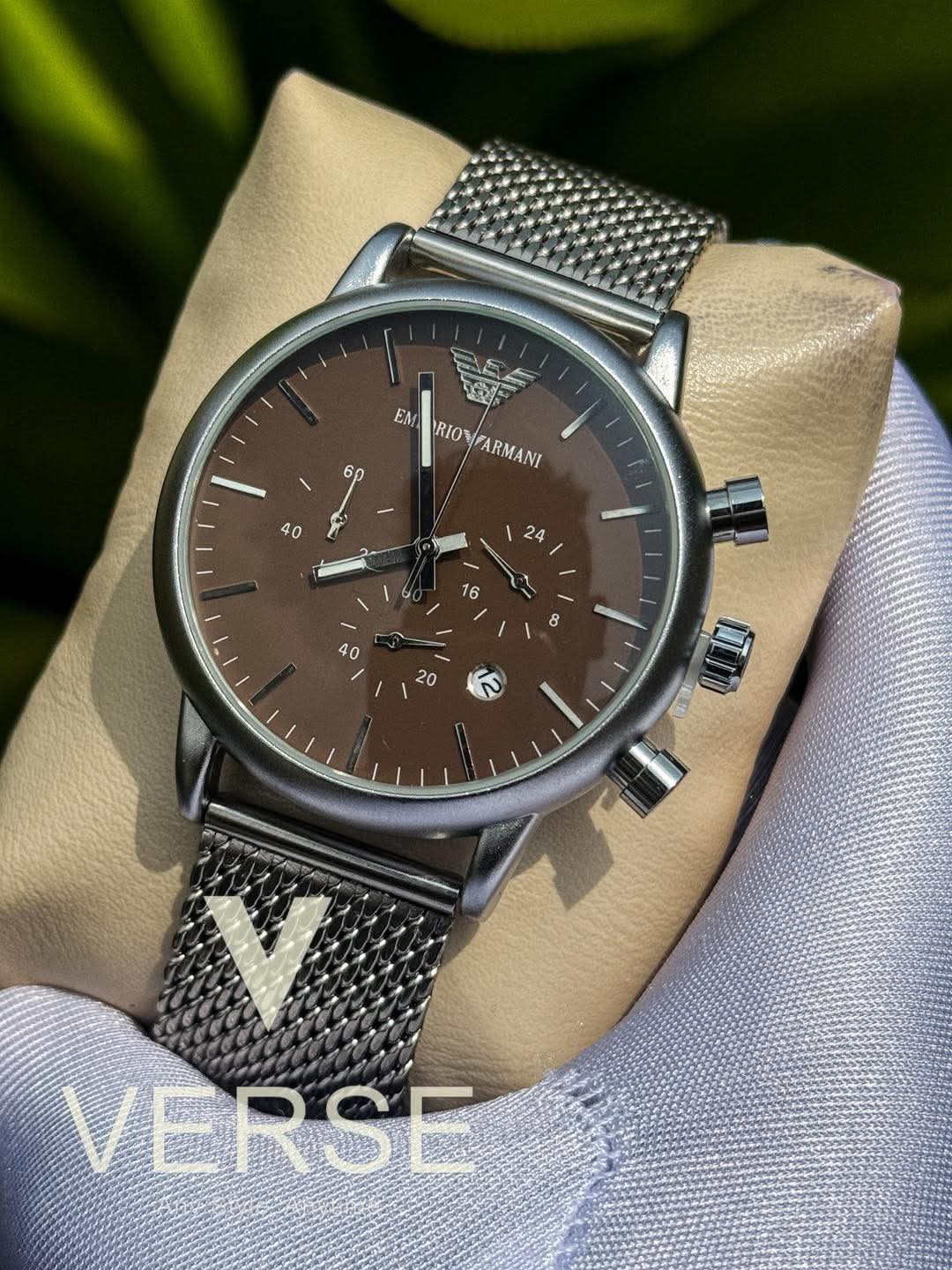 Armani mesh chain matte brown dial