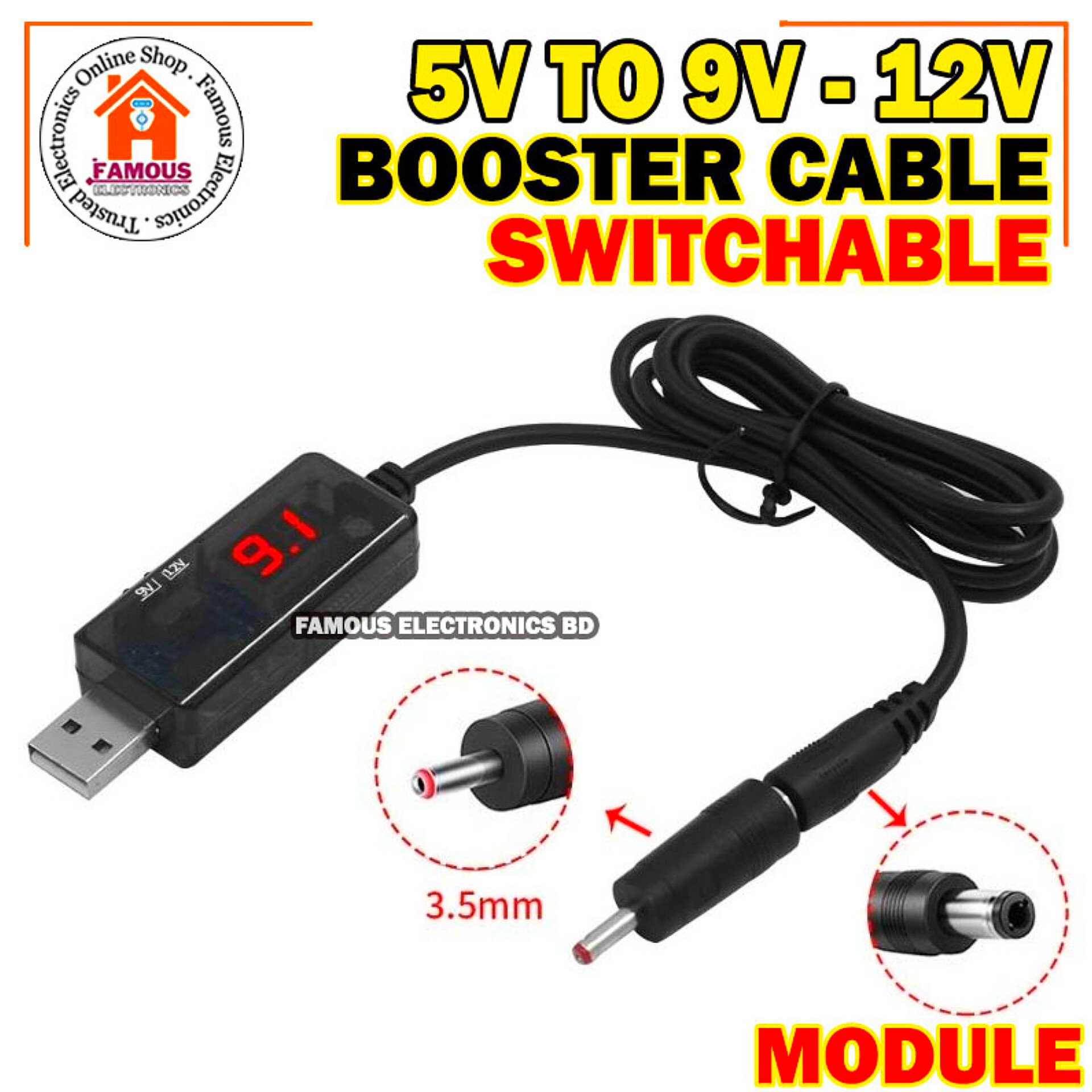 Power Bank USB to Wifi Router/ONU Booster Cable 5V to 9V/12V Switchable Dual Port Mini UPS Dongle_img_5