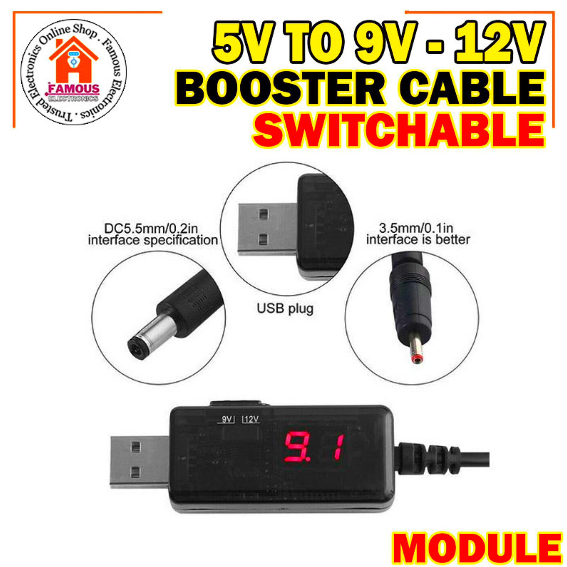 Power Bank USB to Wifi Router/ONU Booster Cable 5V to 9V/12V Switchable Dual Port Mini UPS Dongle_img_6