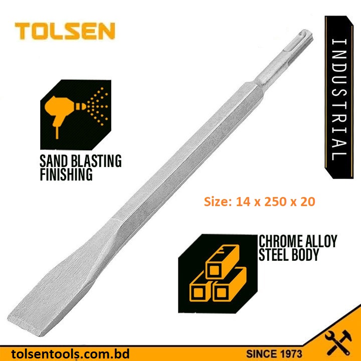 TOLSEN SDS Plus Flat Chisel (14 x 250 x 20mm) Industrial Grade Model: 75441_img_2