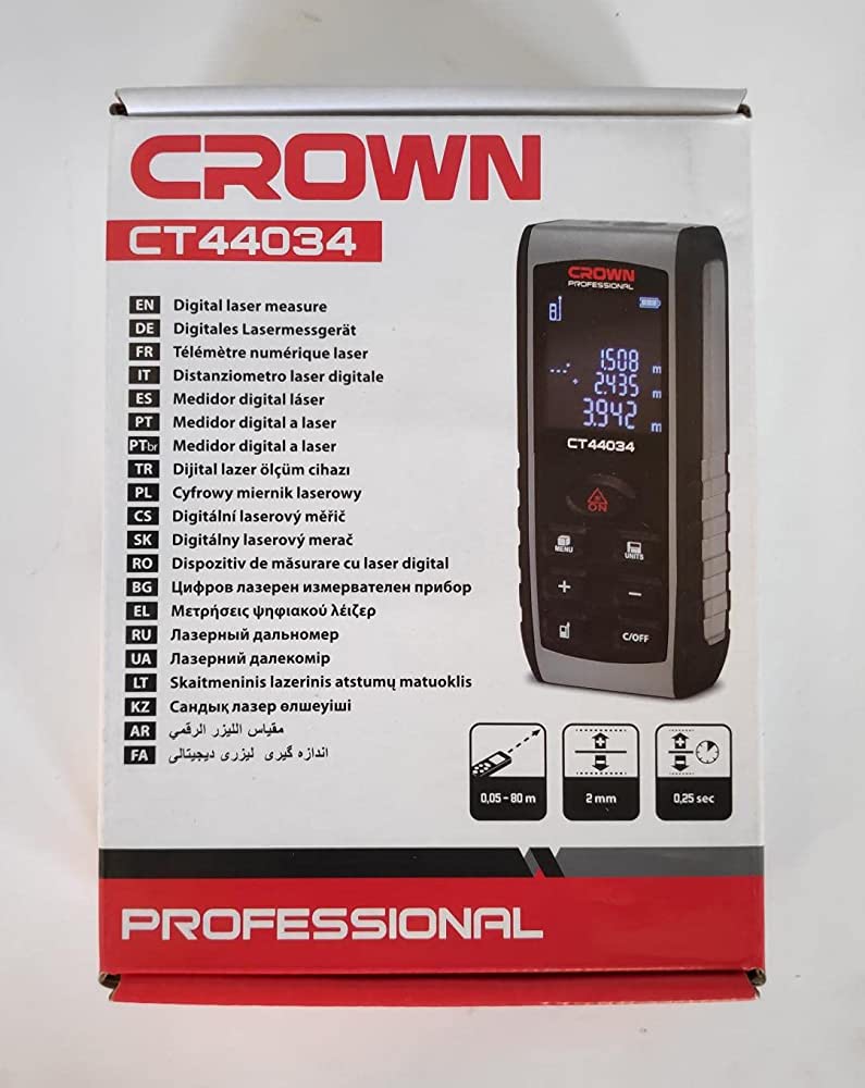 CROWN CT44034 Professional Digital Laser Measure, 80m, ±2mm; CT44034_img_1
