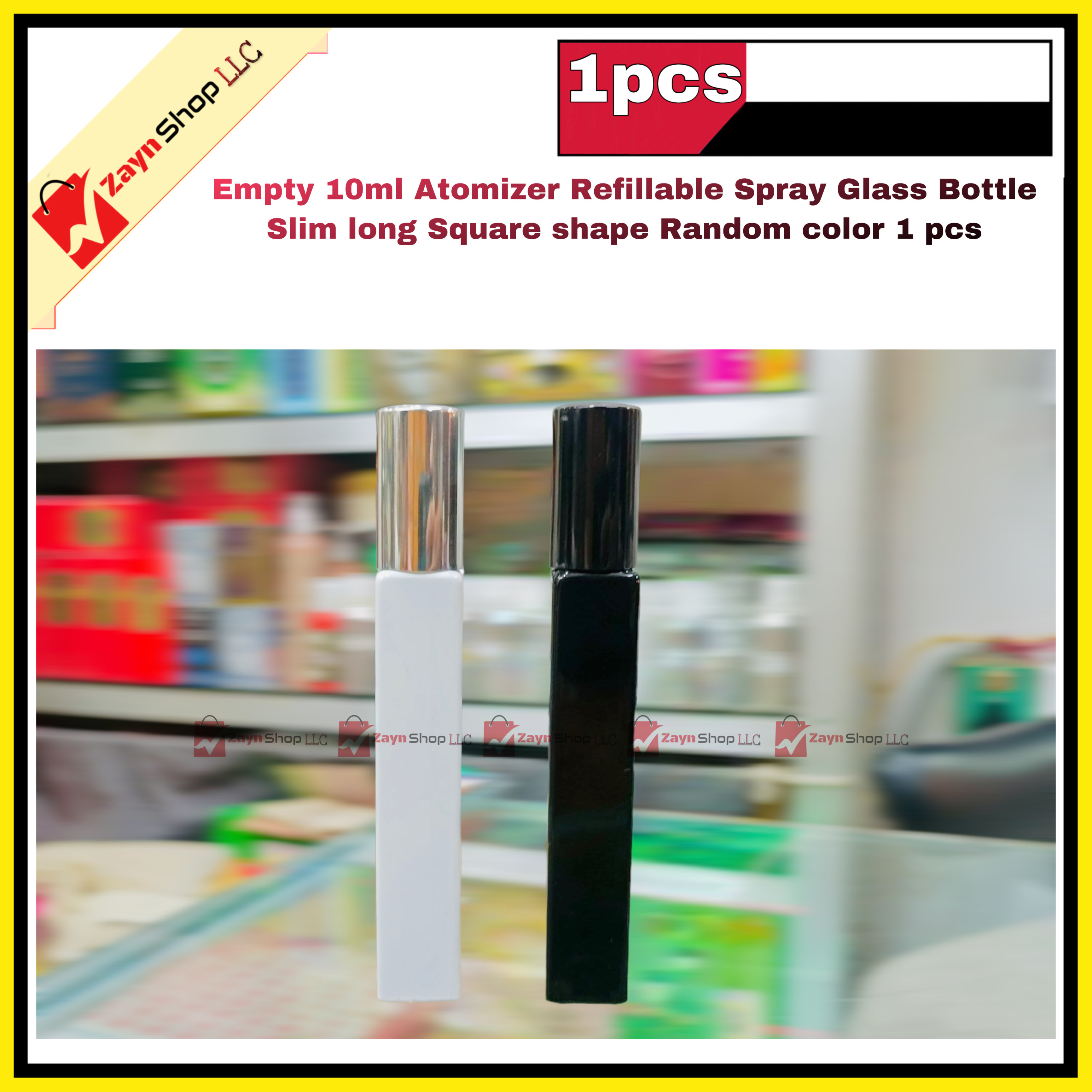 Empty 10ml Perfume Atomizer Refillable Spray Glass Bottle Slim long Square shape Random color 1 pcs_img_1