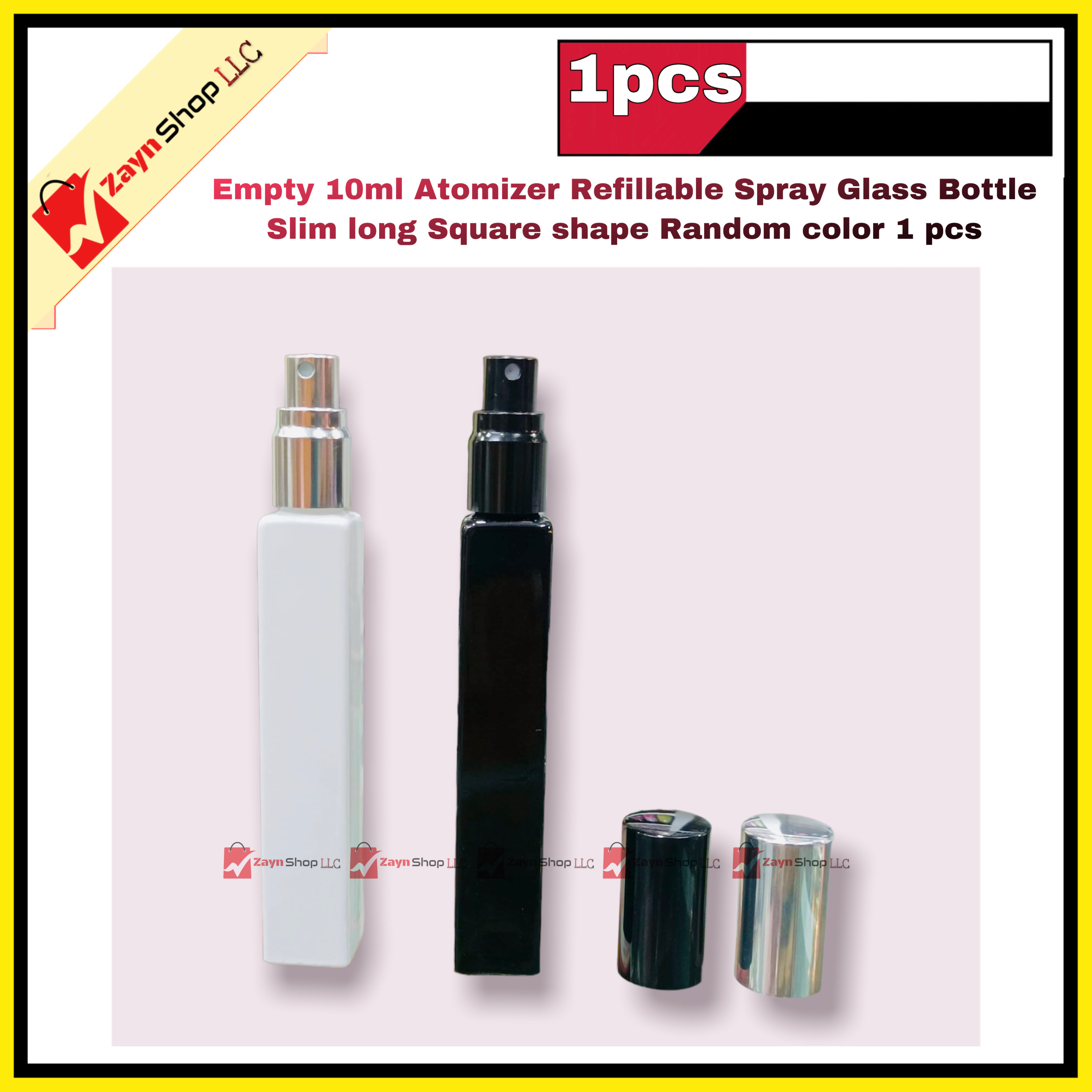 Empty 10ml Perfume Atomizer Refillable Spray Glass Bottle Slim long Square shape Random color 1 pcs_img_0