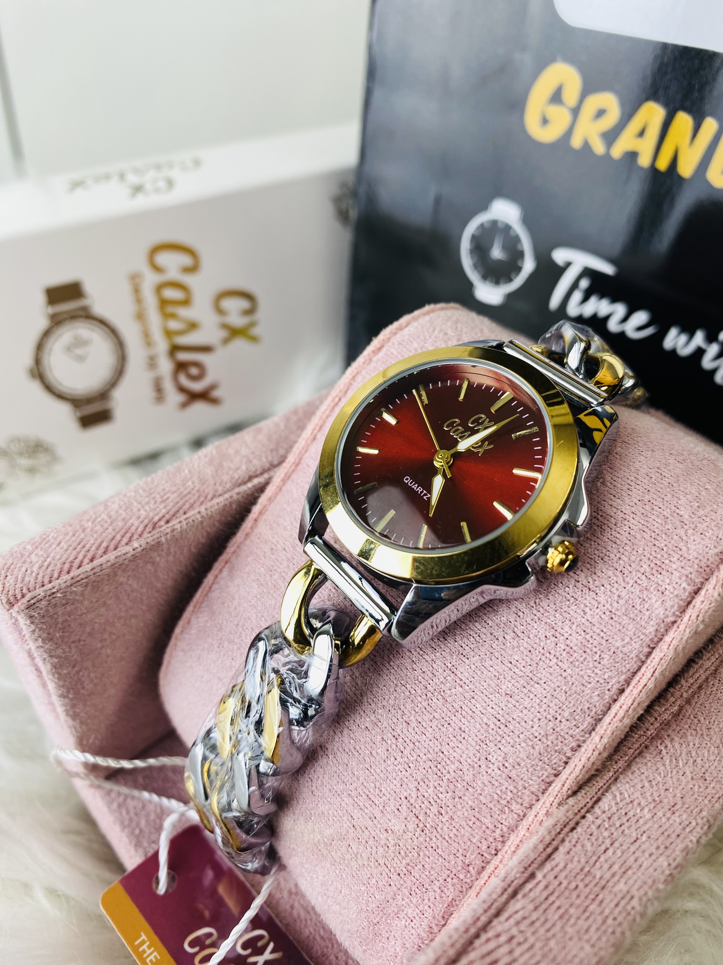 Caslex bracelet design red dial