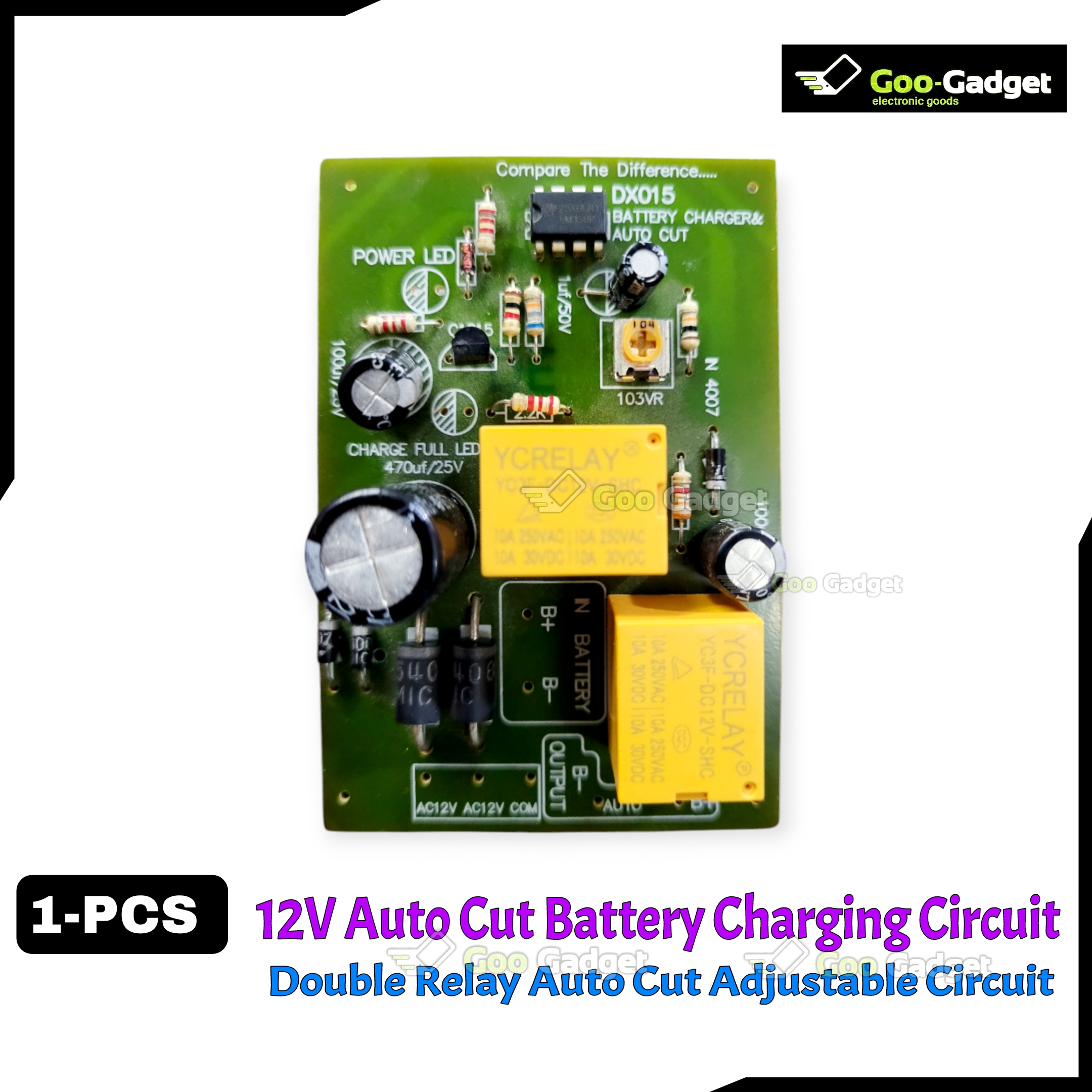 12V Auto Cut-Off Circuit – Adjustable Double Relay Protection Module for DC 12V Battery Charging