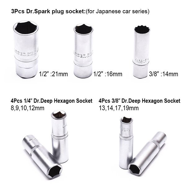 Harden 132Pcs 1/2, 3/8 & 1/4 inch Dr. Socket set Car Repairing Hand Tool Kit Auto Tool Sets 510822_img_3