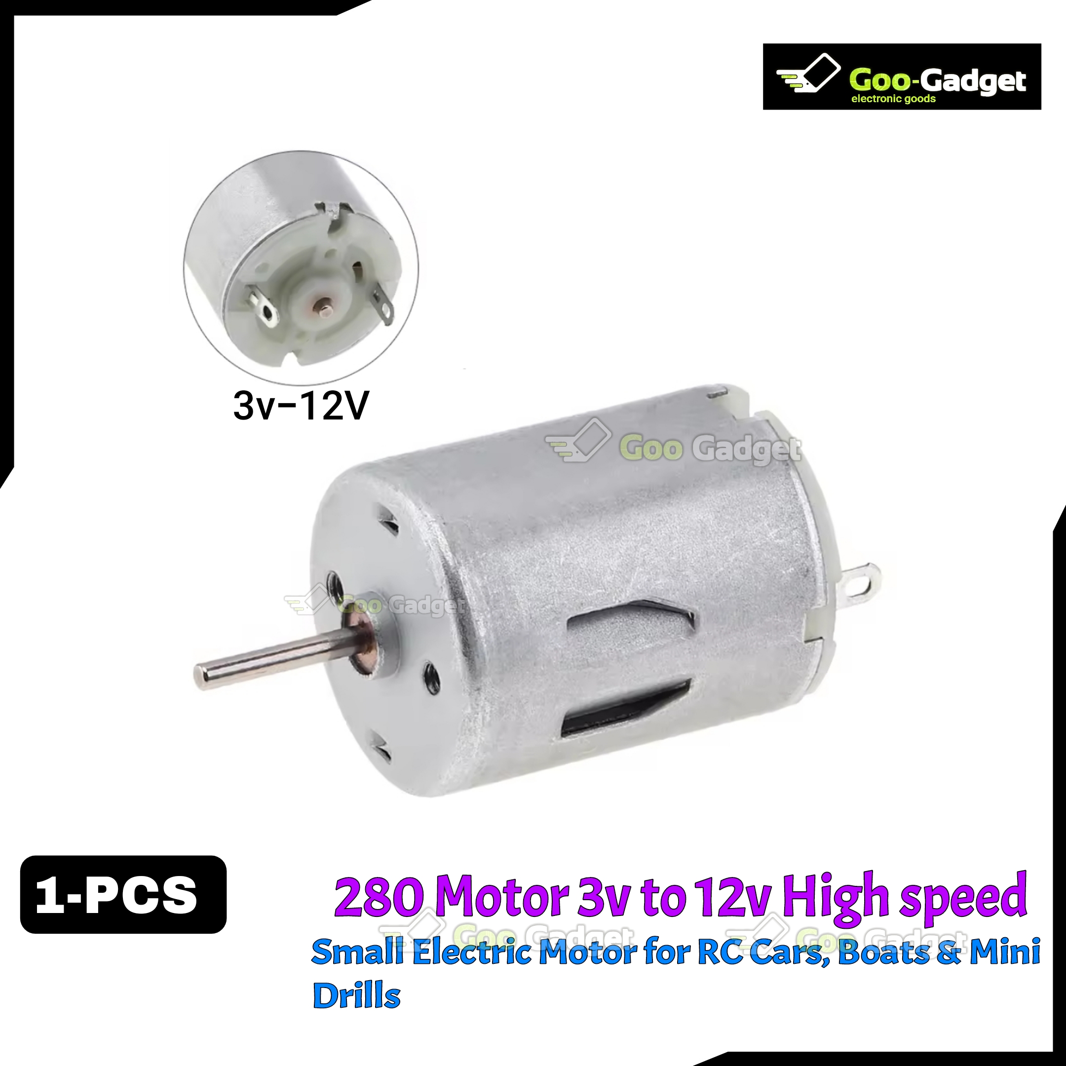 280 DC Motor – 3V/6V/12V Small Electric Motor for RC Cars, Boats & Mini Drills