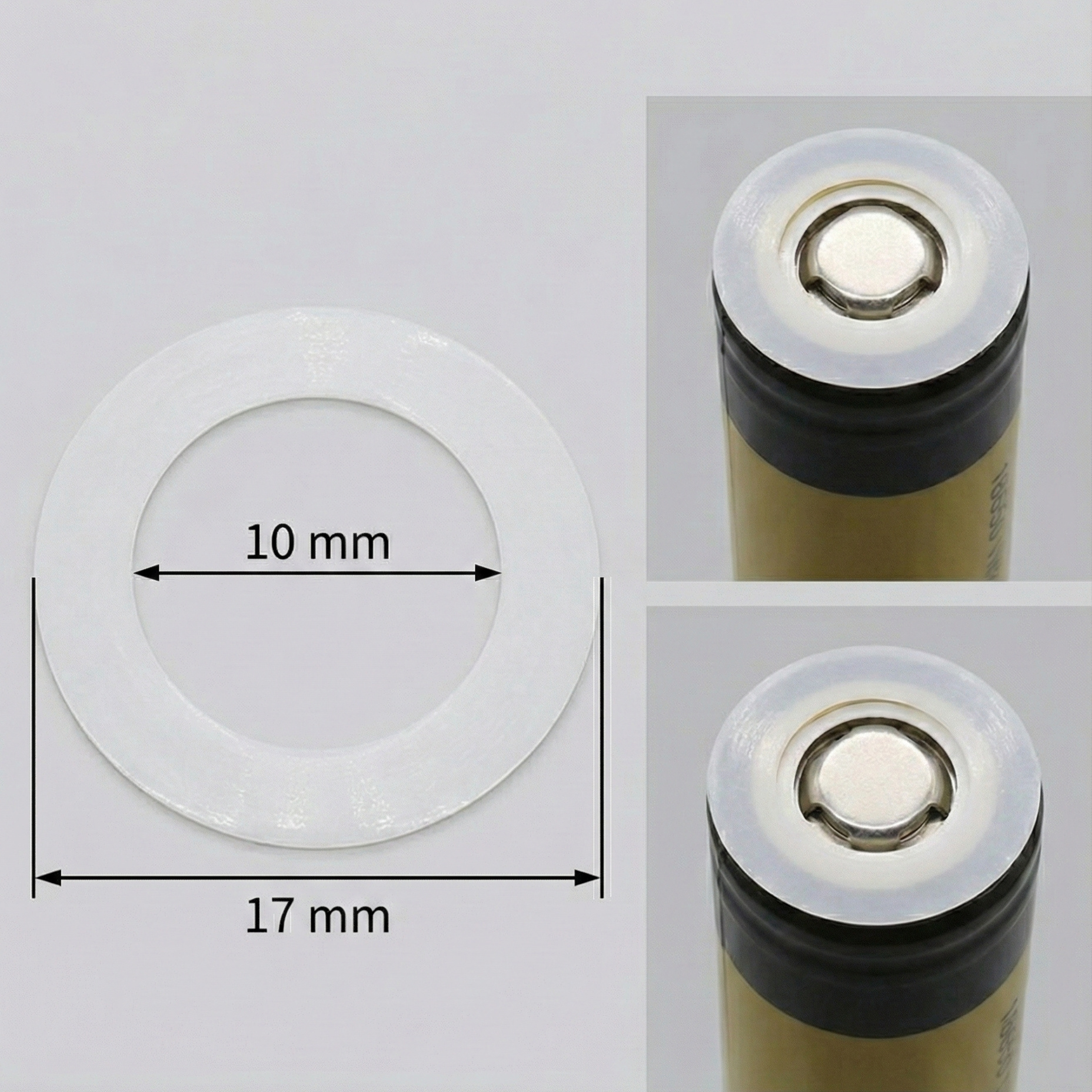 17mm Li-ion Battery Anode Insulation Gasket | 18650 Battery Anode Protection Ring | 17mm Outer / 10mm Inner Plastic Insulator Washer