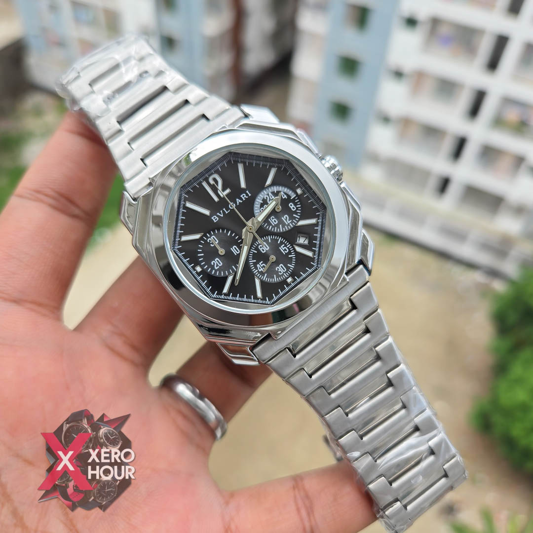Bvlgari Octagon Shape Chronograph | Black Dial