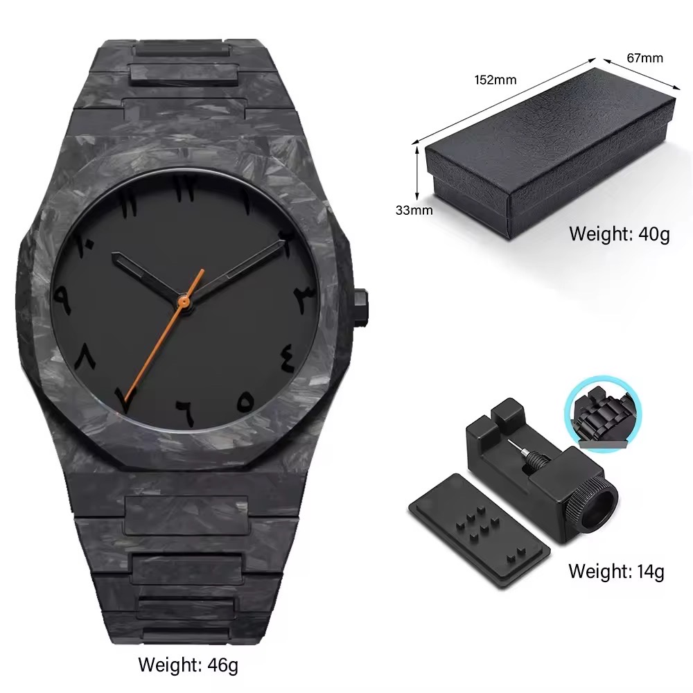 Frosted Chain Black Polycarbon Plastic Lightweight Watch_img_3