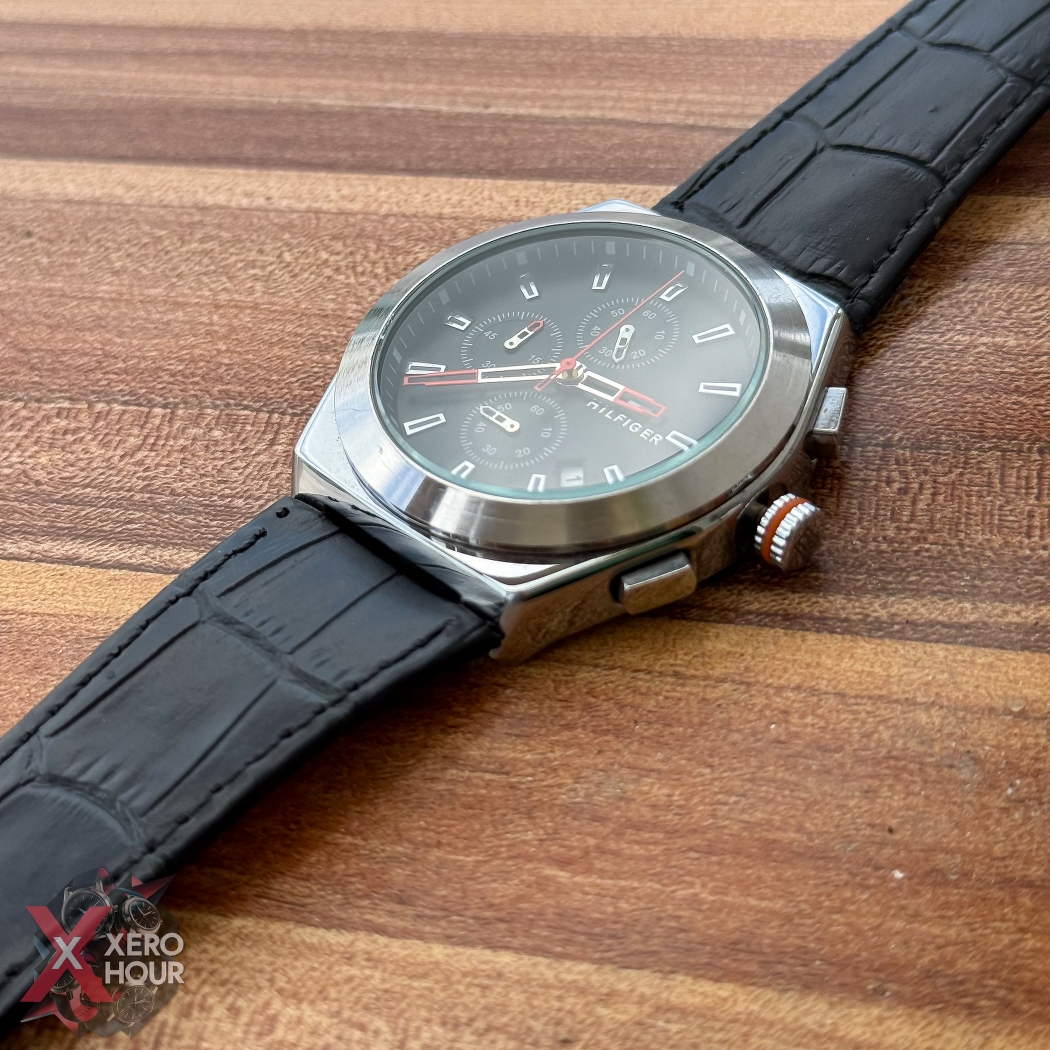 Tommy Hilfiger | Chronograph | Crocodile Belt | Black Dial Black Belt_img_4