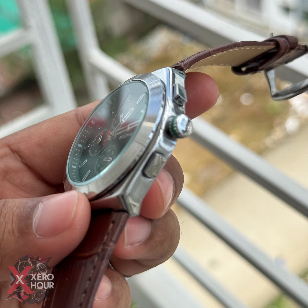 Tommy Hilfiger Chronograph | Crocodial leather | Brown Belt Green Dial_img_1