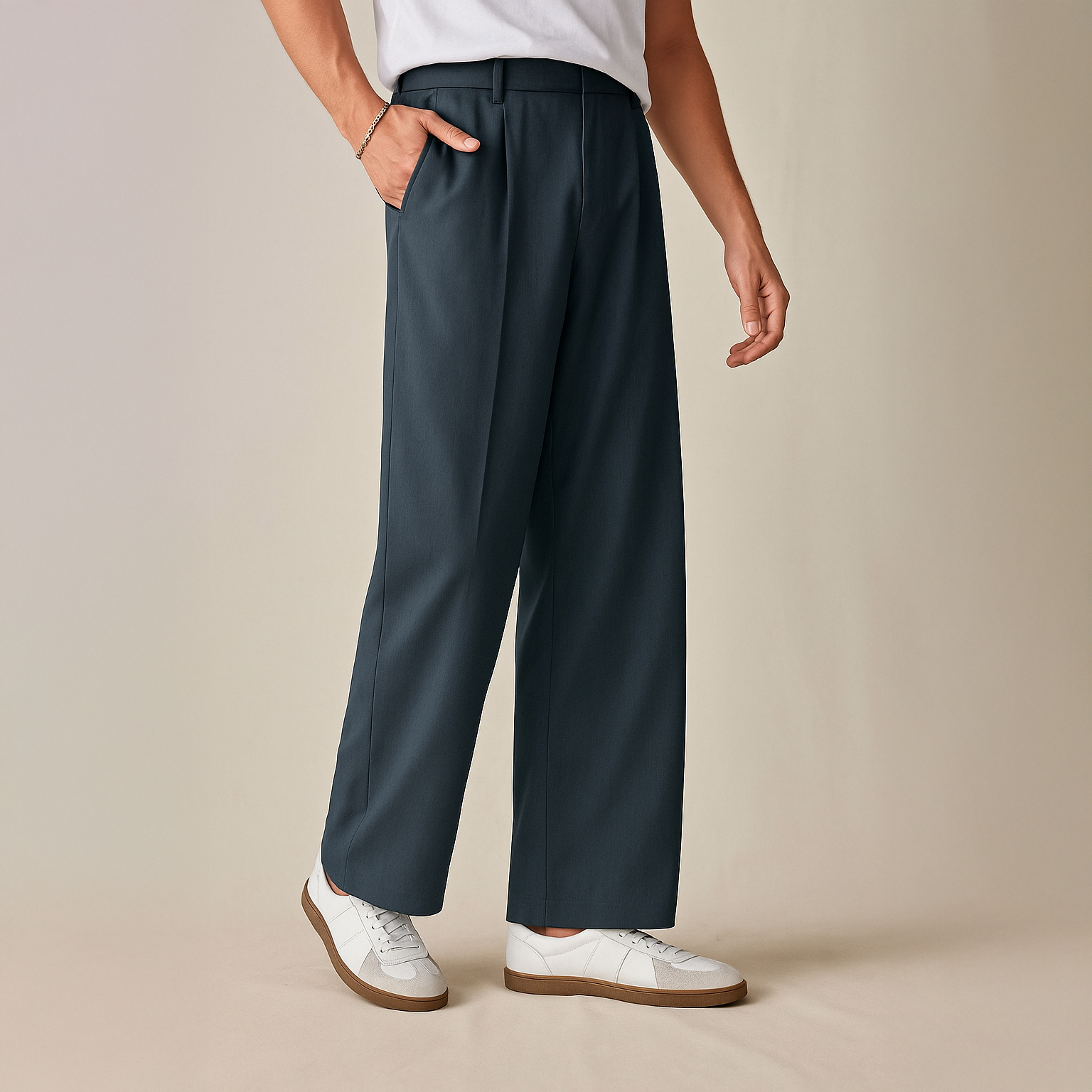 Oversized Baggy Formal pant (Steel Blue)