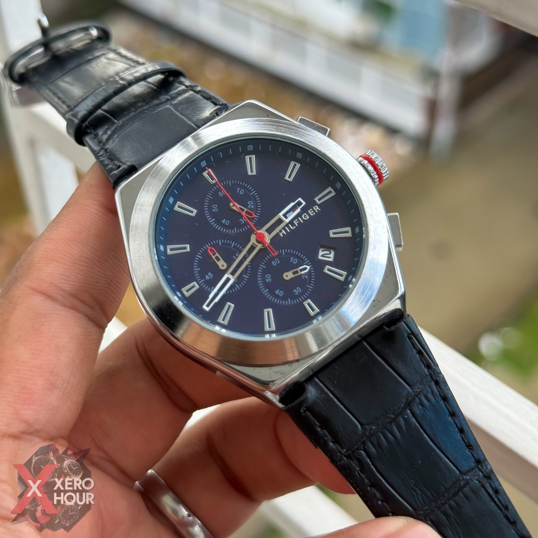 Tommy hilfiger Chronograph | Crocodial Leather | Blue Dial