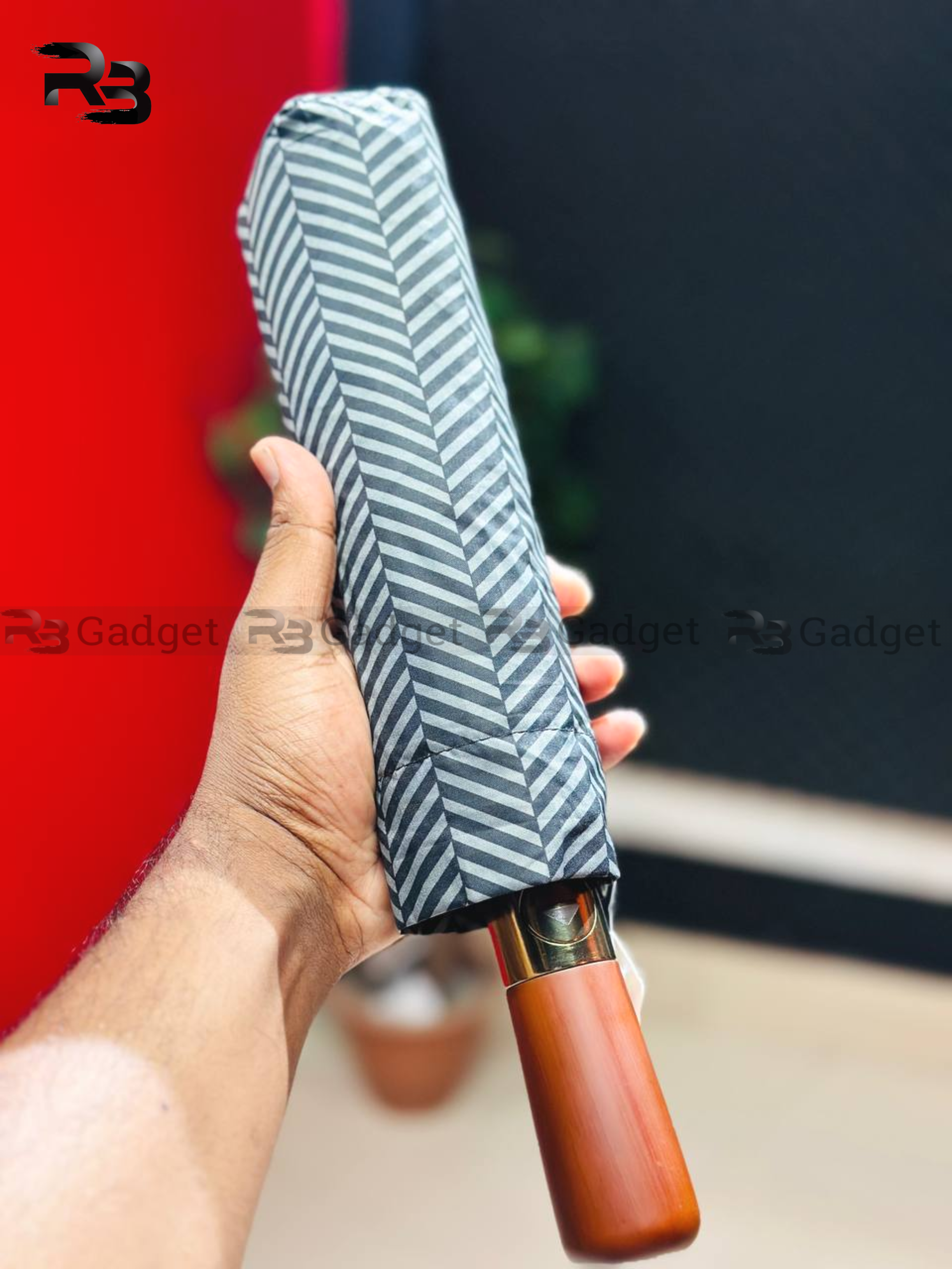 Premium 12-Ribs Automatic Open/Close Wood Handle Umbrella_img_0