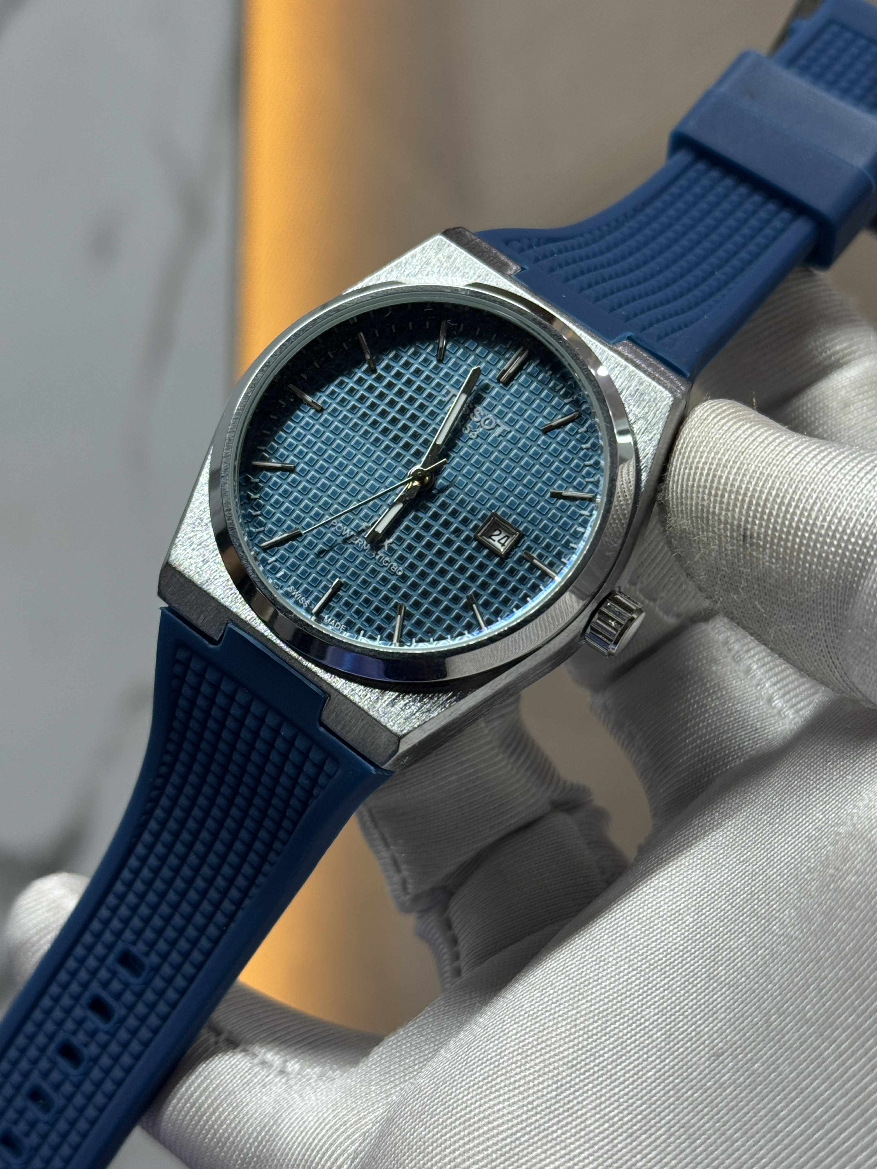 Tissot PRX non chrono silver case blue dial