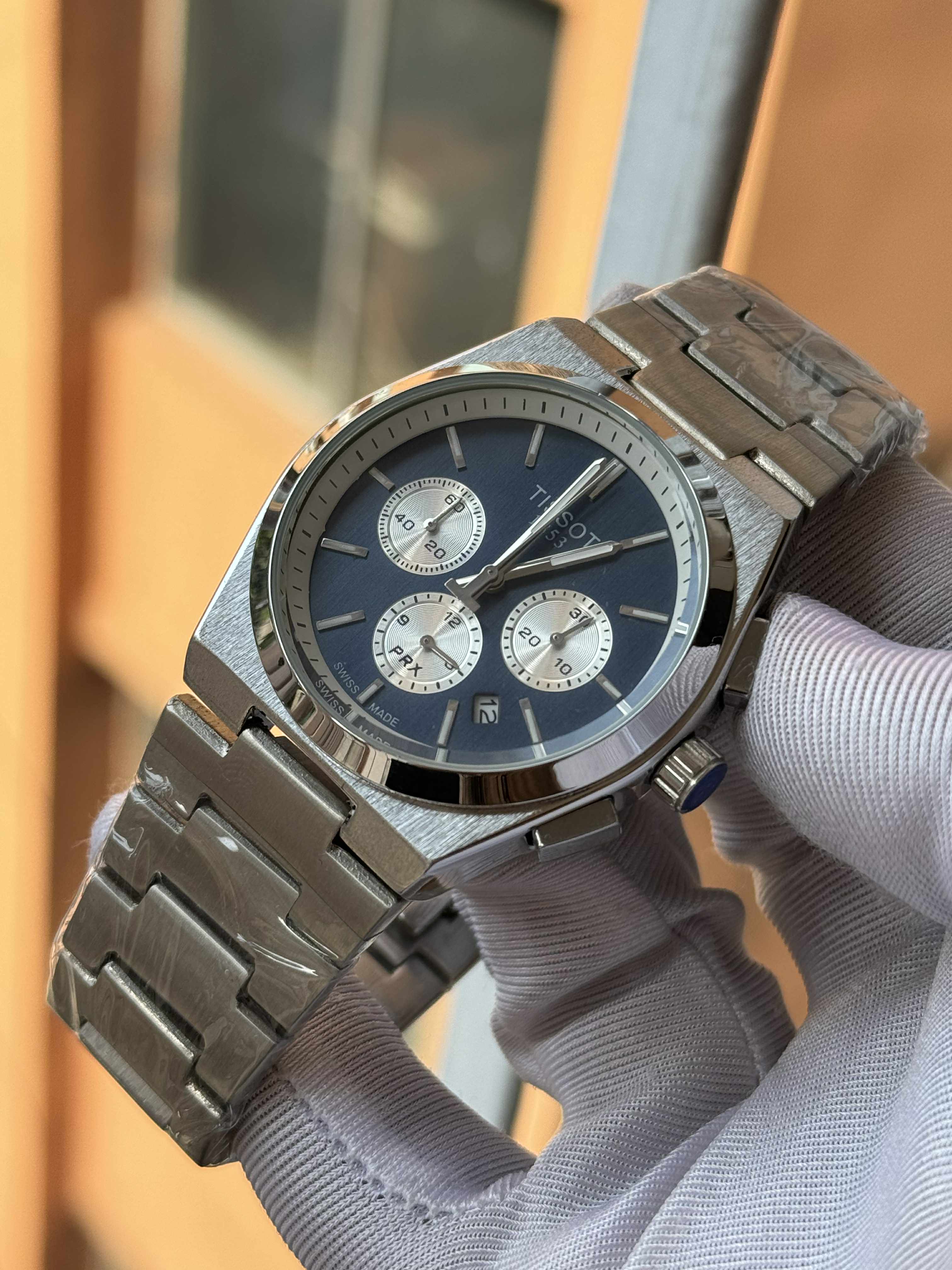 Tissot PRX silver chain blue dial
