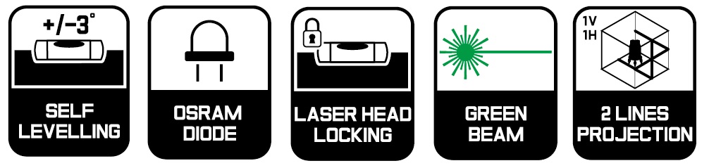 CROWN CT44022 Professional Laser Level, 1V1H1D, 30m, ±1mm; CT44022_img_3