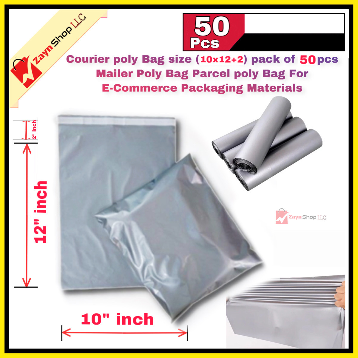 Courier poly Bag size (10x14+2) pack of 50 pcs Mailer Poly Bag Parcel poly Bag For E-Commerce Packaging Materials_img_0