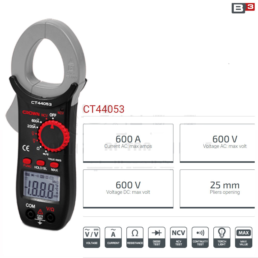 CROWN CT44053 Professional Digital Multimeter, 600V, 600V, 600A, 20MΩ; CT44053_img_2