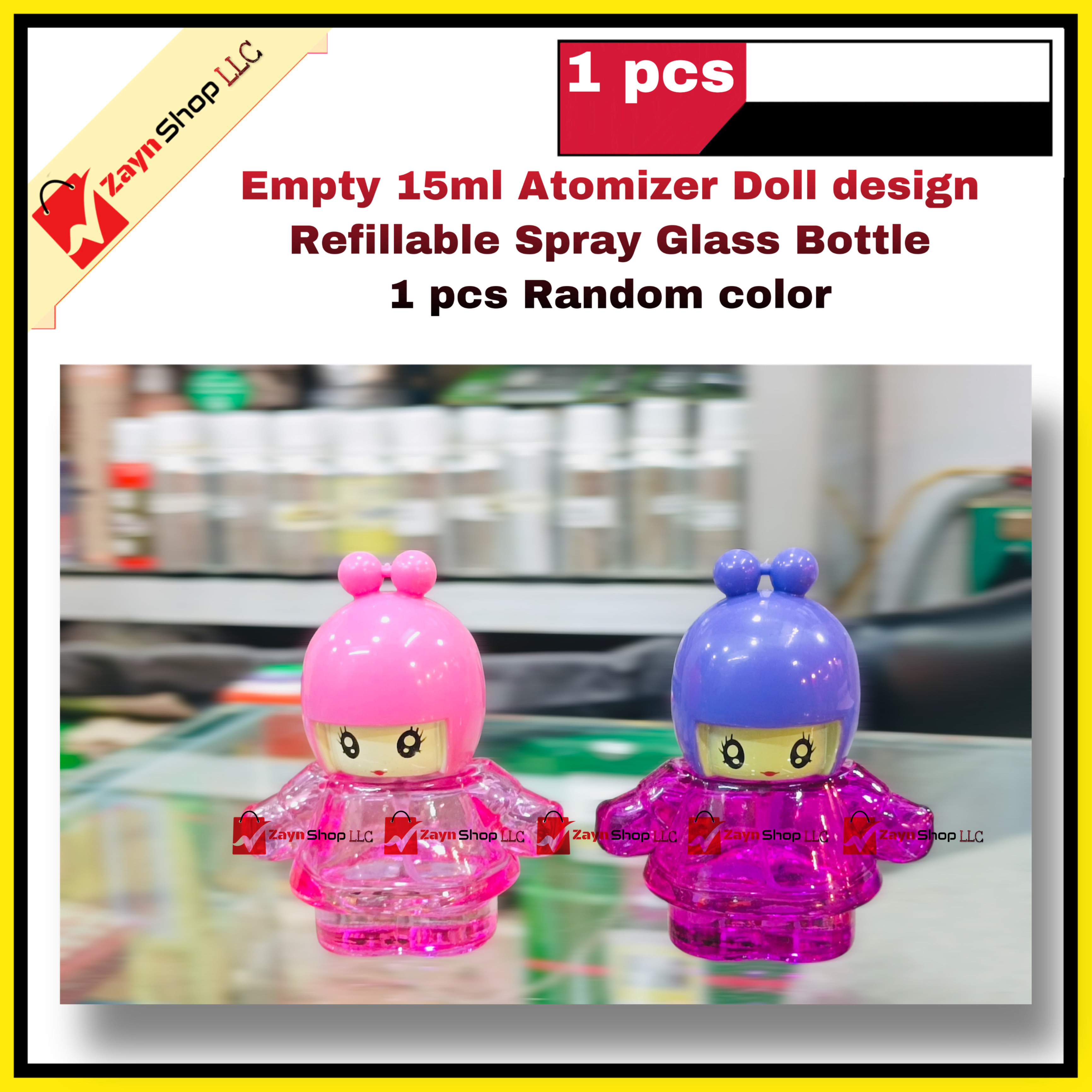 Empty 15ml Atomizer Doll design Refillable Spray Glass Bottle 1 pcs Random color_img_1