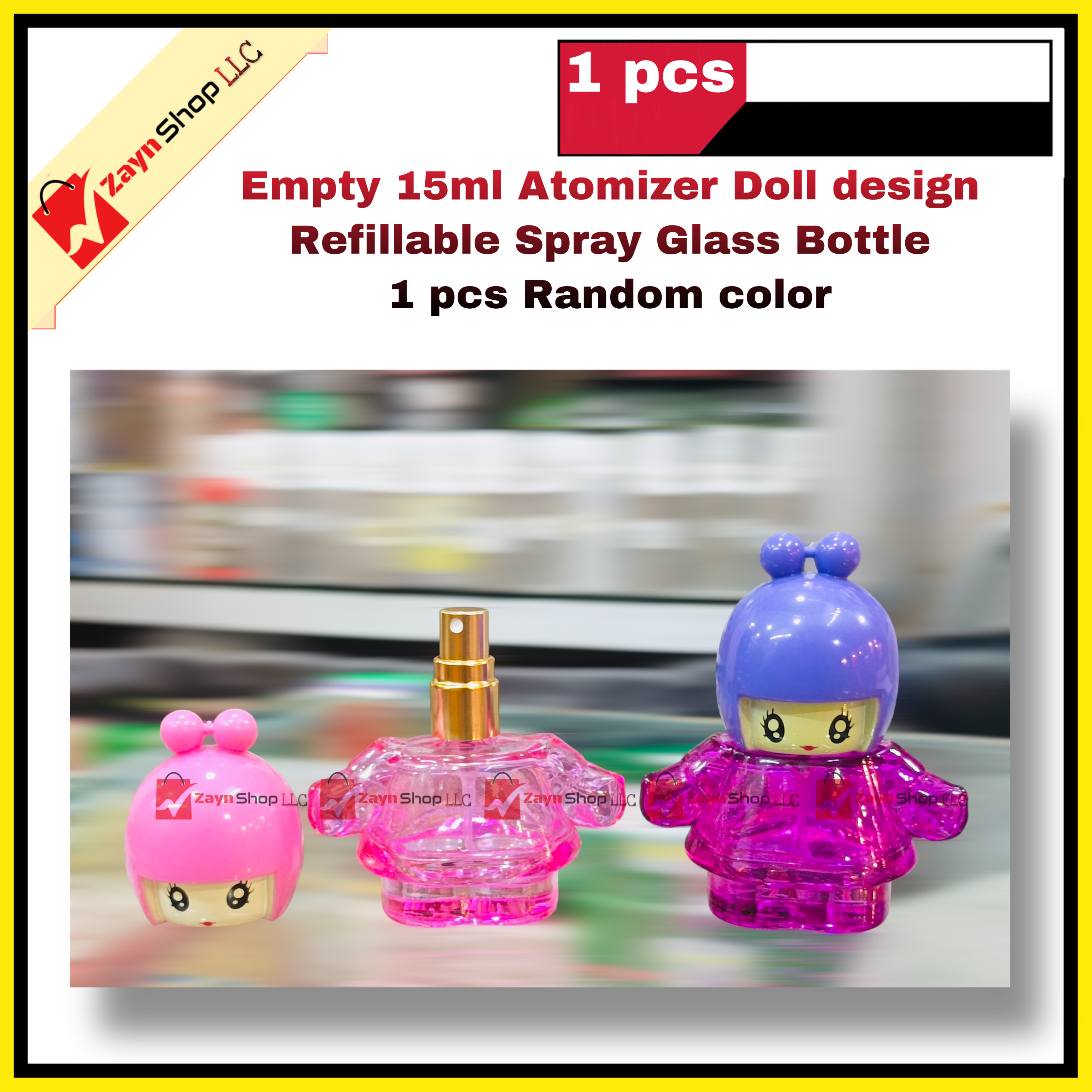 Empty 15ml Atomizer Doll design Refillable Spray Glass Bottle 1 pcs Random color_img_0