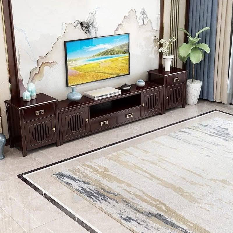 WCF-TVC-5030 | 84" Premium Solid Wood TV Cabinet | Luxury Living Room TV Stand