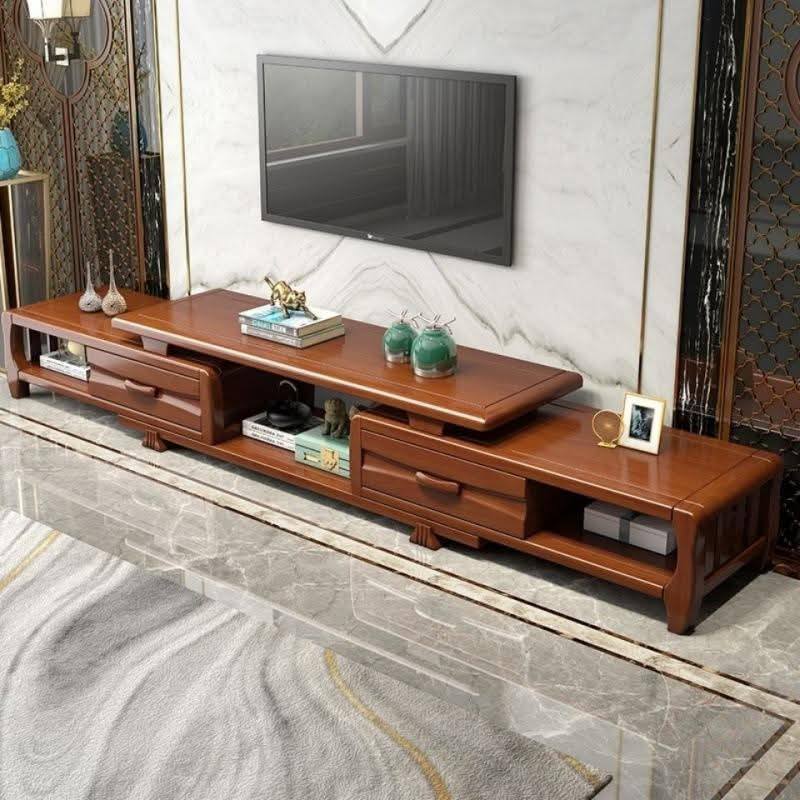 WCF-TVC-5085 | 84” Premium Solid Wood Low Height TV Cabinet | Royal Modern TV Stand