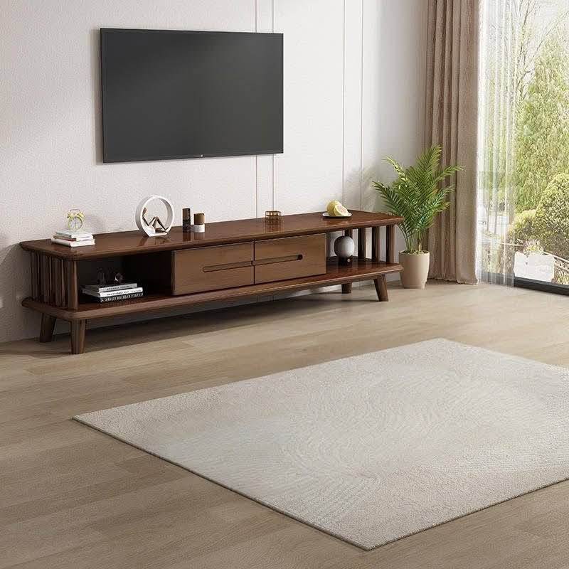 WCF-TVC-5091 | 72” Premium Solid Wood TV Cabinet | Modern Low Height TV Stand BD